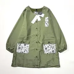 新品　裏起毛ナイロンジャケット　花柄　フリース　エプロン　部屋着