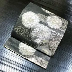 専用ページ　正絹　六通袋帯　パールトーン加工済み【花　雪輪　霞模様】