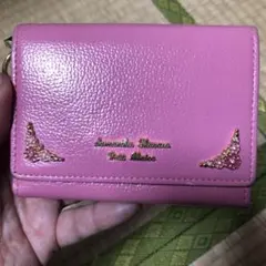 最終値下げ！サマンサタバサ　プチチョイス　革製　ストーン付きピンク折り財布