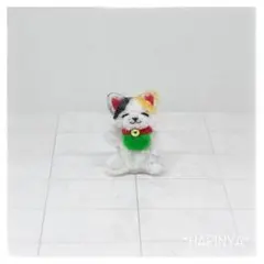 モールアート　招き猫　三毛猫柄　2026 ハンドメイドミニチュアぬいぐるみ