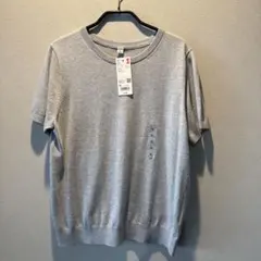 【新品タグ付】UNIQLO ＵＶカットクルーネックセーター（半袖） XL グレー