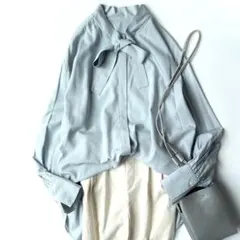極美品 スピックアンドスパン エアリーチュニックシャツ グリーン 長袖 