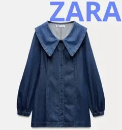 新品　6,590円　ザラ　ZARA ピーターパンカラー デニムワンピース