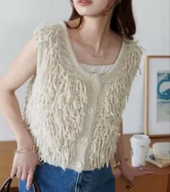 Discoat フリンジベスト　ニット　ビスチェ　前後2way