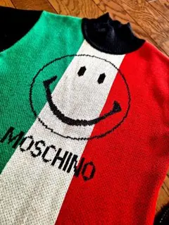 値下げ⤵MOSCHINO ♥スマイリーフェイス ニットセータートリコロール9号M