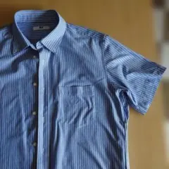 UNIQLO 半袖 ストライプジャージーシャツ ボタンダウン Lサイズ