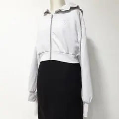 美品△evelyn エブリン フリルパーカー 灰 Fサイズ UVカット付きのサムネイル