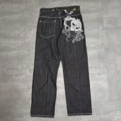 00s AKADEMIKS ブラックバギーデニムパンツ B系 Y2K 34インチのサムネイル