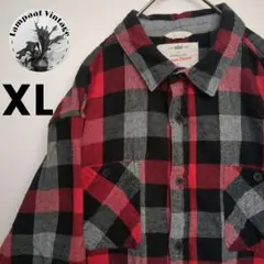 US古着 URBAN フランネルシャツ XL ブラック レッドのサムネイル