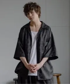Flower Jacquard Open Collar Shirts - Mのサムネイル
