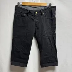 PHENOMENON フェノメノン　ハーフ　ブラックデニムパンツ　ポケットロゴのサムネイル