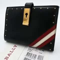 極美品　BALLY　バリー　Lock Me 財布　金具　ウォレット　ネイビー　革のサムネイル
