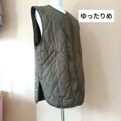 レディース　RMAF オリーブグリーン キルティングノースリーブジャケット M