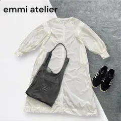 emmi atelier ナイロンギャザーボリュームワンピース バルーン グレー 