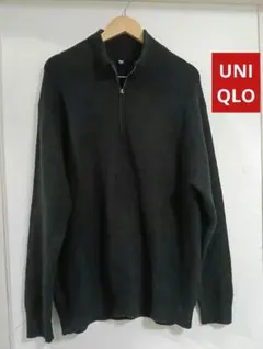 UNIQLO ユニクロ スフレヤーンハーフジップセーター（長袖）XL ブラック