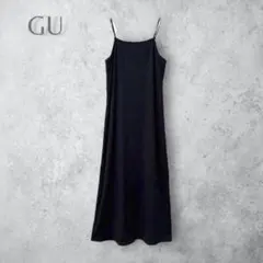 【GU ジーユー】　リブキャミワンピース　バックスリット　ブラック　黒　春夏