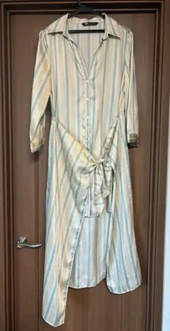 ZARA ストライプ柄 長袖シャツワンピース