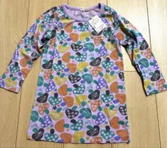 新品★Lagom★キノコ総柄長袖Tシャツワンピ ★ラベンダー 100cm★のサムネイル