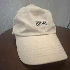 【まめっこさん専用】USA ロゴ キャップ ベージュのサムネイル