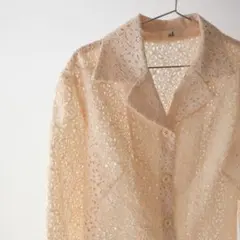 USED 古着 アイボリー お花 レース シャツ ブラウス ジャケット