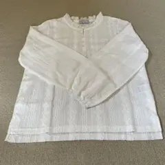 刺繍入りホワイト長袖シャツ Lサイズ