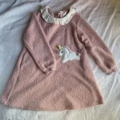 Si・Shu・Non ユニコーン刺繍 ピンクボアワンピース 130cm