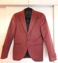 H&M バーガンディ テーラードジャケット スリムフィット 44サイズ