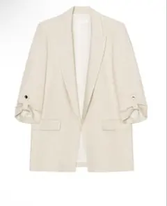 ZARA ロールアップスリーブブレザー-ライトベージュテーラージャケット　xs