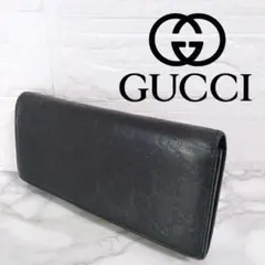 UCCI グッチ GG柄 シマレザー 長財布 ブラック ウォレット