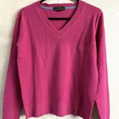 レディースRNAピンク Vネック ニットセーターM寸 ウール100%