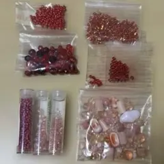 ビーズ　まとめ売り　赤系ピンク系