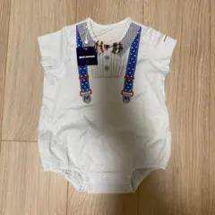 ミキハウス　蝶ネクタイ付き半袖ボディシャツ　カバーオール　半袖　ブルー　70