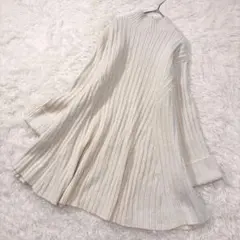 美品✨【アプワイザーリッシェ】ラメフレアニットワンピース 洗える アイボリー 1