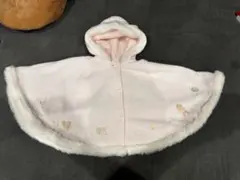 美品　familiar フリース ベビーポンチョ ピンク　60-90