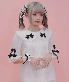 Chalmiere シャルミエール 配色リボンブラウス - メルカリ