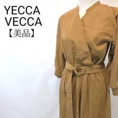 【美品】YECCA VECCA　八分袖　ウエストベルト　カシュクールワンピース