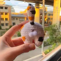 三毛猫 あみぐるみ ストラップ付き