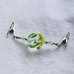 ストールクリップ(ハンドメイド)水色黄緑グラデーション羽織紐　スカーフ留め