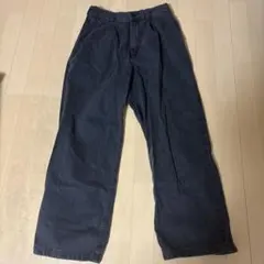 ダークブルー ワイドパンツ ゴムウエスト