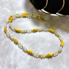 ビーズネックレス　イエロー　3色展開