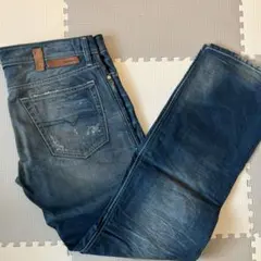 使用済★DIESELダメージ加工 ブルーデニム ストレートパンツ32インチ