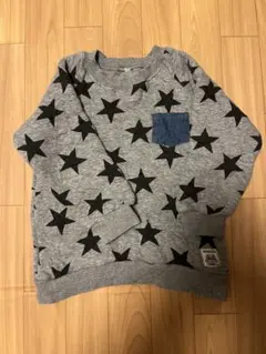 星柄　グレー トレーナー デニムポケット スウェット
