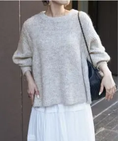 B.C STOCK ラメ混畦編み　ニットプルオーバー　ベーセーストック