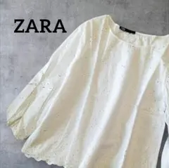 ZARA ザラ　スカラップ　レース　ブラウス　プルオーバー