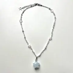 ハンドメイドネックレス　シルバーアクセサリー　ビーズジュエリー　スター　調節可能