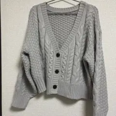 パステルパープル ケーブル編み カーディガン Fサイズ