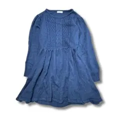ワンピース ニット 長袖 ブルー フレア レディース 春