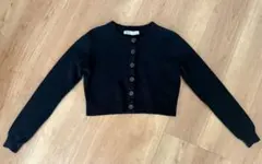 ZARA クロップド ニットカーディガン ブラック M 5536/106」