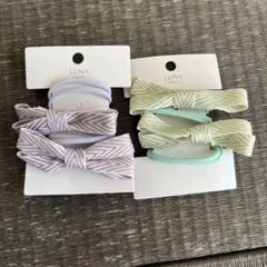 ストライプリボンヘアゴム4個セット