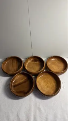 無垢材 くり抜き 菓子鉢 煎茶道具 古道具 木製 5個セット アンティーク家具